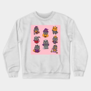 Halloween pink cats Crewneck Sweatshirt